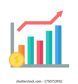 Income growth vector. Financial performance concept. Money increasing. Wealth creation. Flat design on white background.