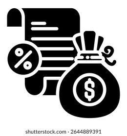 Income gylph icon. Simple vector icon design in gylph style. Editable vector format