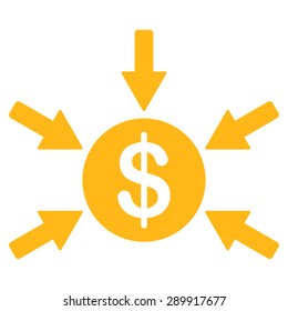 Income icon from Business Bicolor Set. This flat vector symbol uses yellow color, rounded angles, and isolated on a white background.