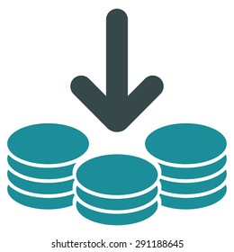 Income icon from Commerce Set. Vector style: bicolor flat symbol, soft blue colors, rounded angles, white background.