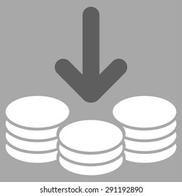 Income icon from Commerce Set. Vector style: bicolor flat symbol, dark gray and white colors, rounded angles, silver background.