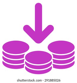 Income icon from Commerce Set. Vector style: flat symbol, violet color, rounded angles, white background.