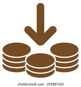 Income icon from Commerce Set. Vector style: flat symbol, brown color, rounded angles, white background.
