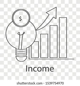 Income icon concept. Creative idea design for template, web page, or presentation. Line vector illustration use for your project.
