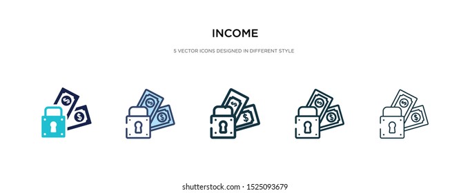 income icon in different style vector illustration. two colored and black income vector icons designed in filled, outline, line and stroke style can be used for web, mobile, ui