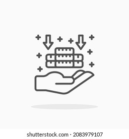 Einkommenssymbol. Bearbeitbarer Stroke und Pixel perfekt. Rahmenstil. Vektorgrafik. Genießen Sie dieses Symbol für Ihr Projekt.
