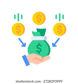 Income Icon Flat Vector Illustration