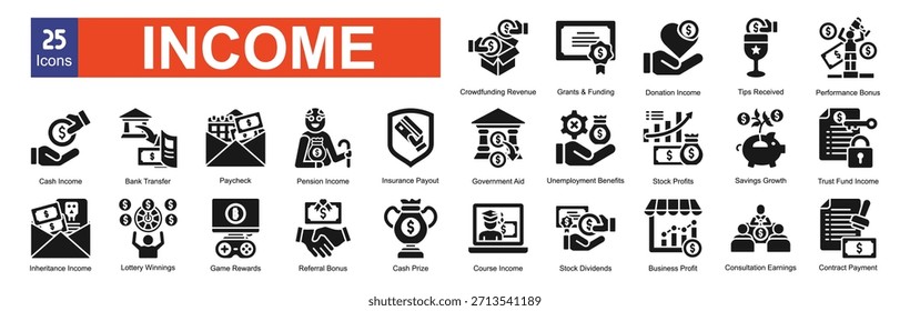  Einnahmen-Icon-Paket-Sammlungssätze
