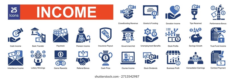   Einnahmen-Icon-Paket-Sammlungssätze
