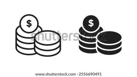 Income icon set in Thin line black color.