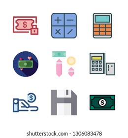 income icon set. vector set about save, money and calculator icons set.