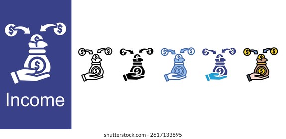 Income icon sets with five styles
