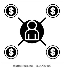 Icono de ingresos. Ilustración de glifo de Vector simple