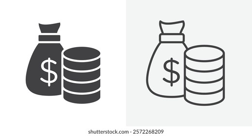 Income icons. flat and line style set