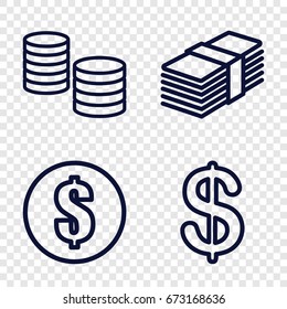 Income icons set. set of 4 income outline icons such as coin