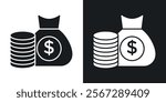 Income icons in solid black and white colors