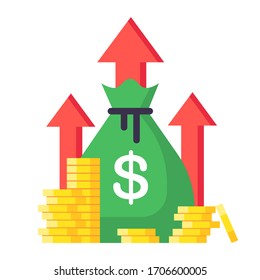 Income Increase. Financial Strategy, High Return On Investment, Budget Balance Isolated Vector Illustration. Market Increase And Income, Business Growth Profit