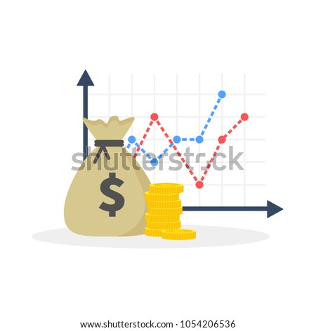 Income increase strategy, Financial high return on investment, fund raising, revenue growth, interest rate, loan installment, credit money, budget balance. Flat design, vector illustration on