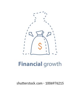 Income Increase Vector Line Icon, Long Term Investing Strategy, Financial Profit, Capital Growth Arrow, Asset Evaluation, High Interest Rate, Make More Money, Fund Raising, Pension Savings Account