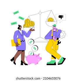 Income inequality abstract concept vector illustration. Country income distribution, financial gender discrimination, social economic inequality, gini coefficient, salary gap abstract metaphor.