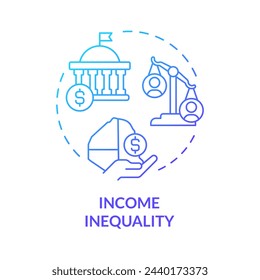 Income inequality blue gradient concept icon. Wages and salaries gap. Quality of life, financial stability. Round shape line illustration. Abstract idea. Graphic design. Easy to use in brochure