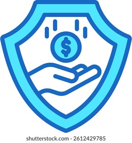 Income Insurance Icon Blue Color Vector Illustration