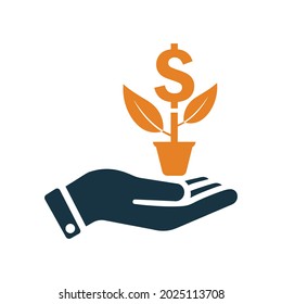 Income, investment, growth icon. Simple color vector.