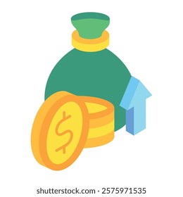 Income isometric 3D. use for modern concept, print, UI, UX kit, web and app development. Vector EPS 10, related to education, business, finance, investment.