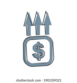 Income level growth vector icon on cartoon style on white isolated background.