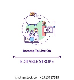 Income To Live On Concept Icon. Family Budget. Debt Free. Saving Money. Monthly Accounting. Bankruptcy Idea Thin Line Illustration. Vector Isolated Outline RGB Color Drawing. Editable Stroke