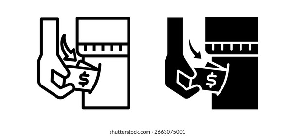 Conjunto de íconos múltiples de ingresos de dos. línea y Ilustración vectorial de glifos