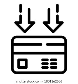 Income on card icon. Outline income on card vector icon for web design isolated on white background