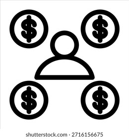 Icono de esquema de ingresos. Ilustración vectorial simple sobre fondo blanco