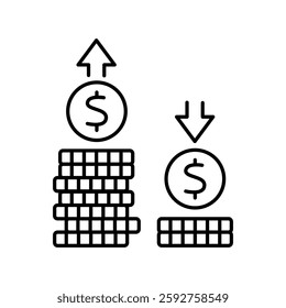 Income polarization black line icon. Vector isolated element  Equality, Human Rights, and Fair Society







. Editable stroke.