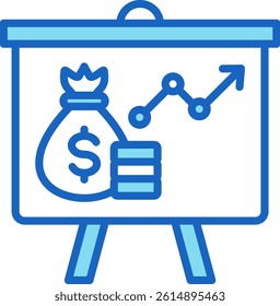 Income Projection Icon Blue Vector Illustration