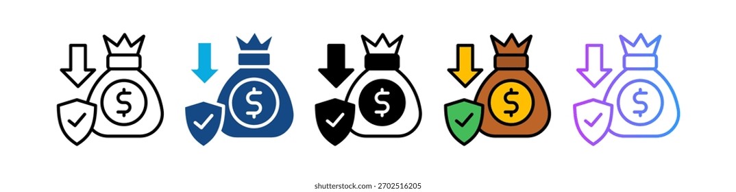 Icono de protección de ingresos Ilustración vectorial múltiple