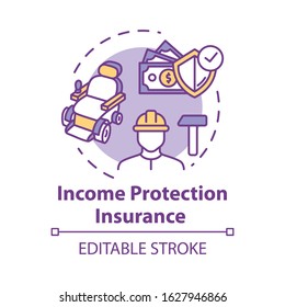 Income Protection Insurance Concept Icon. Open Deposit. Work Accident Coverage. Personal Fund. Policyholder Idea Thin Line Illustration. Vector Isolated Outline RGB Color Drawing. Editable Stroke