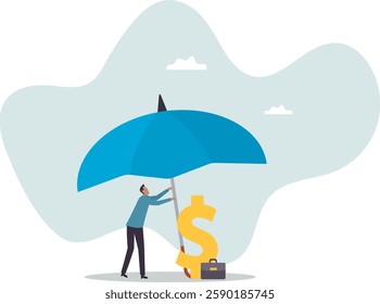 Income protection insurance, protect money or investment wealth, secure savings in economic crisis.business concept.flat character.