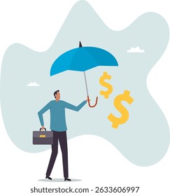 Income protection insurance, protect money or investment wealth, secure savings in economic crisis.character for design.