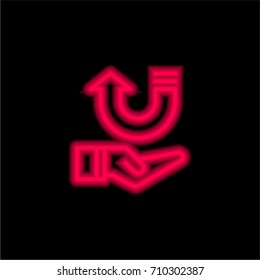 Income red glowing neon ui ux icon. Glowing sign logo vector