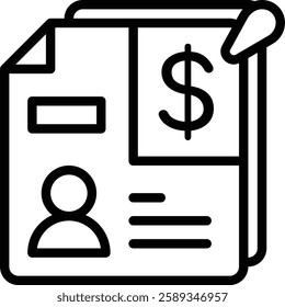 Income Report Icon. Pay Slip Icon