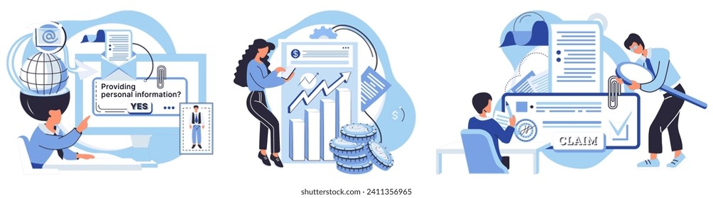 Income reporting vector illustration. Statistics provide valuable insights for businesses Maintaining balanced account is essential for stability Strategy plays pivotal role in shaping businesss