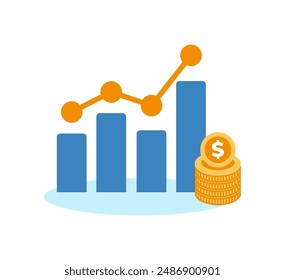 ingresos salario dólar estadísticas de aumento de tasa. margen de crecimiento de beneficios empresariales ingresos. Rendimiento financiero Concepto de retorno de la inversión con flechas Icono de ventas de costes Ilustración vectorial de estilo plano