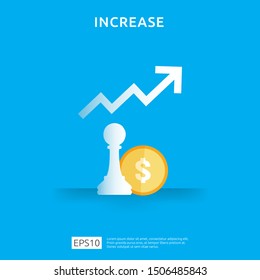 income salary rate increase. business chart graphic growth margin revenue. Finance performance of return on investment ROI concept with arrow element. flat style design vector illustration