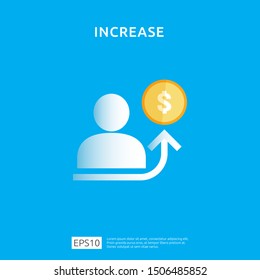 income salary rate increase. business chart graphic growth margin revenue. Finance performance of return on investment ROI concept with arrow element. flat style design vector illustration