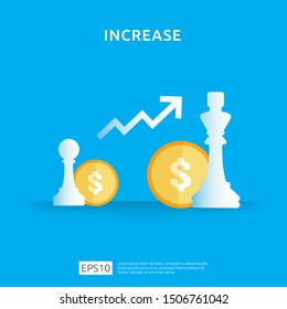 income salary rate increase. business chart graphic growth margin revenue. Finance performance of return on investment ROI concept with arrow element. flat style design vector illustration