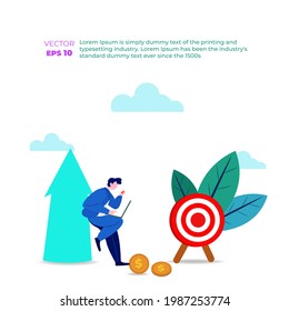 income salary rate increase. Finance performance of return on investment ROI concept with arrow. cost sale icon dollar symbol flat style vector illustration