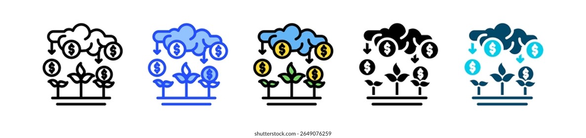 Coleção De Ícones De Fonte De Receita Com Vários Estilos