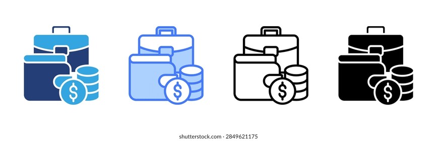 Income Source icon set multiple style collection