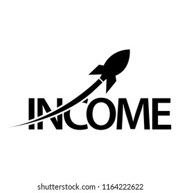 Income and spacecraft icon. Flat vector illustration on white background